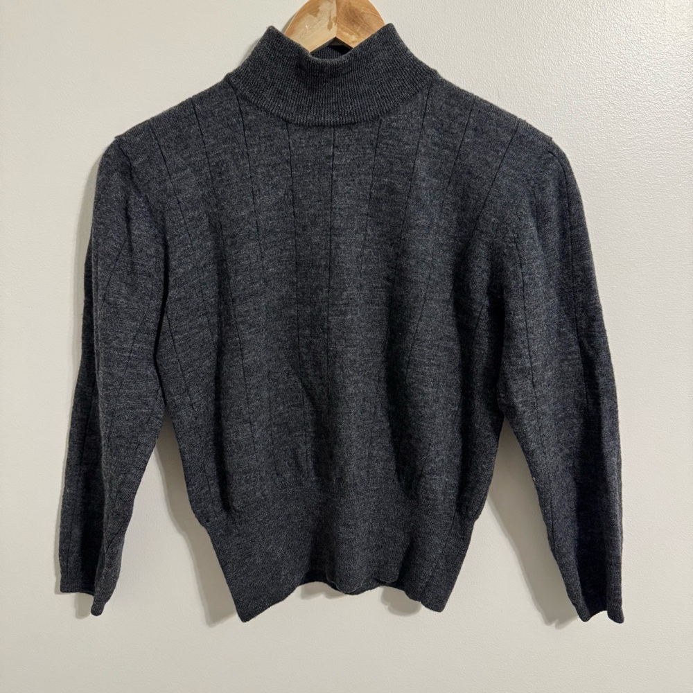 Valerie Steven’s 100% Merino Wool Dark Grey Long Sleeve High Neck Sweater